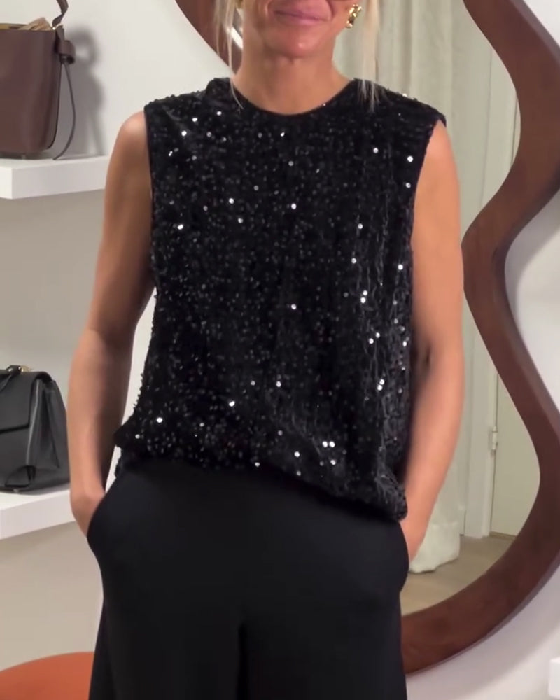 Tank Topp Modisk Sløyfe Glitter