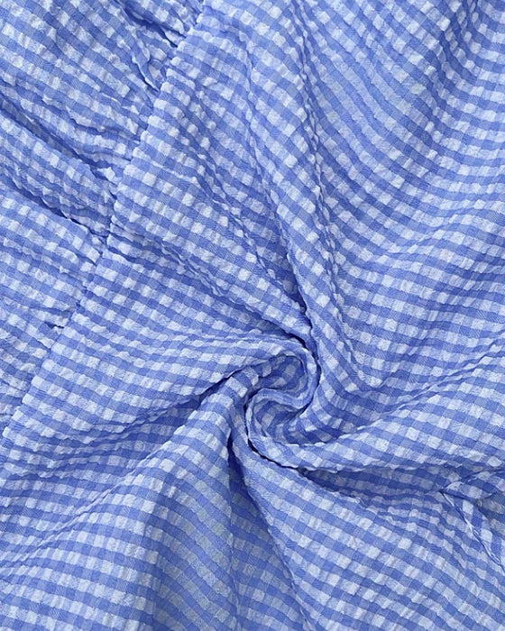 Kjole Blå Hvit Gingham V-Hals