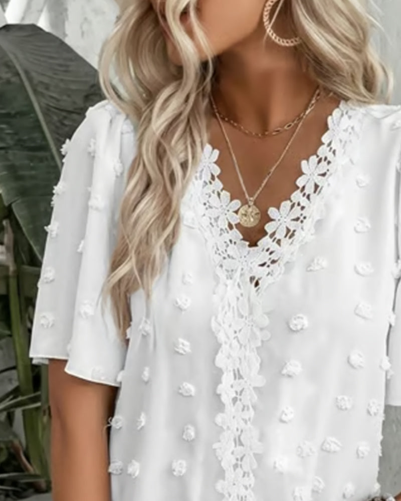 Bluse Sammenføyd Jacquard Rysjeerme