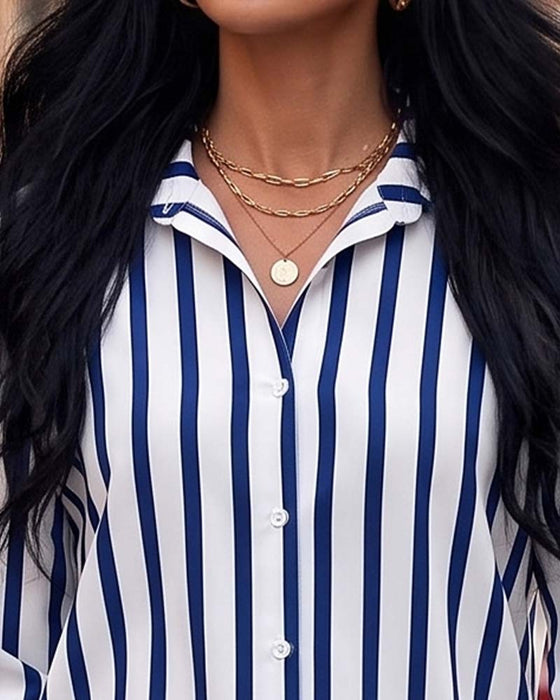 Bluse Stripet Rygg Kors Uregelmessig