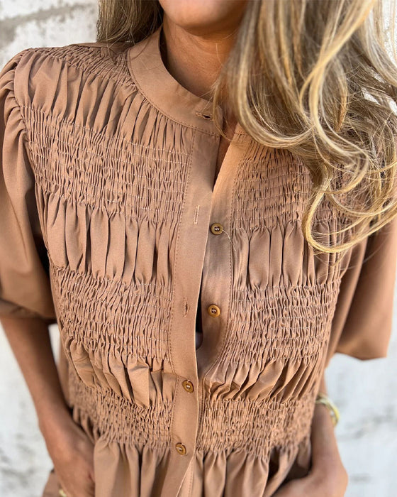 Bluse Casual Mote Kort Erme Enfarget