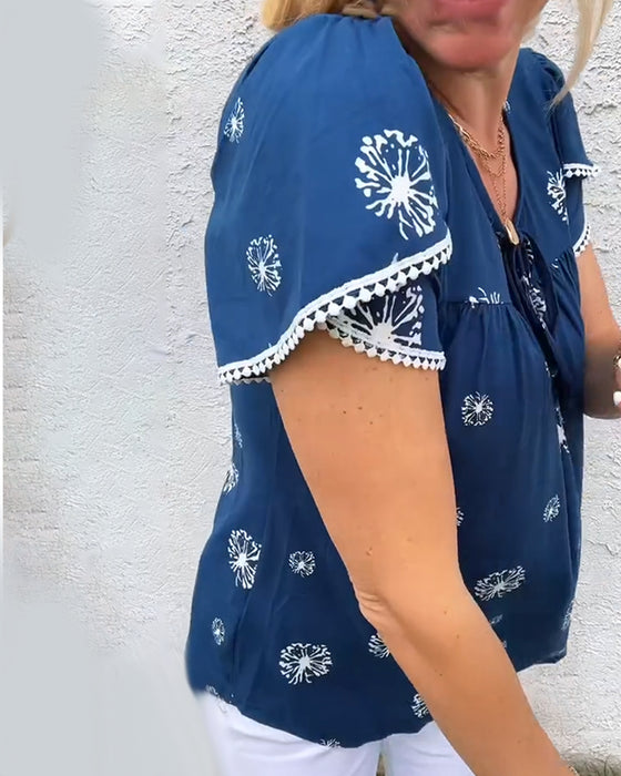 Bluse Petalærme Trykk Tie-Dye