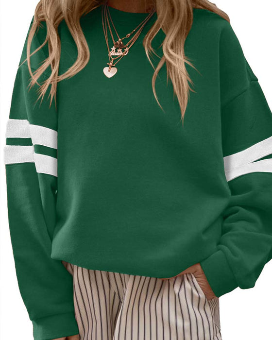 Fargeblokkert Langermet Rundhalset Sweatshirt