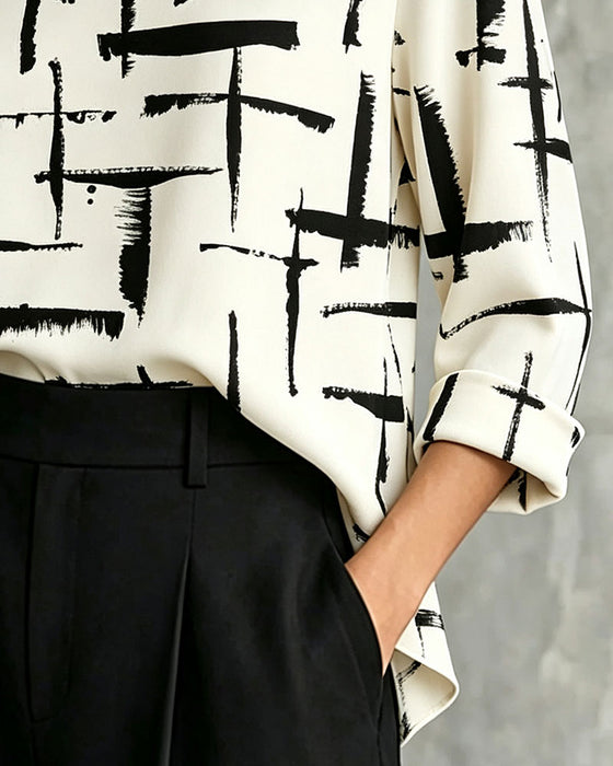 Bluse Mock Cowl Hals Kors Mønster