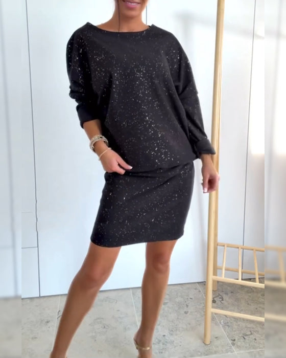 Kjole Rund Hals Fin Glitter Modisk