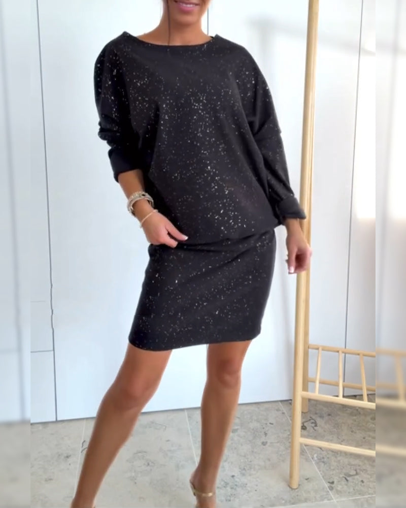 Kjole Rund Hals Fin Glitter Modisk