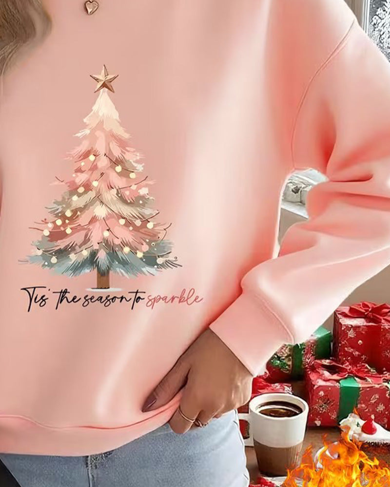 Sweatshirt Juletre Trykk Rund Hals