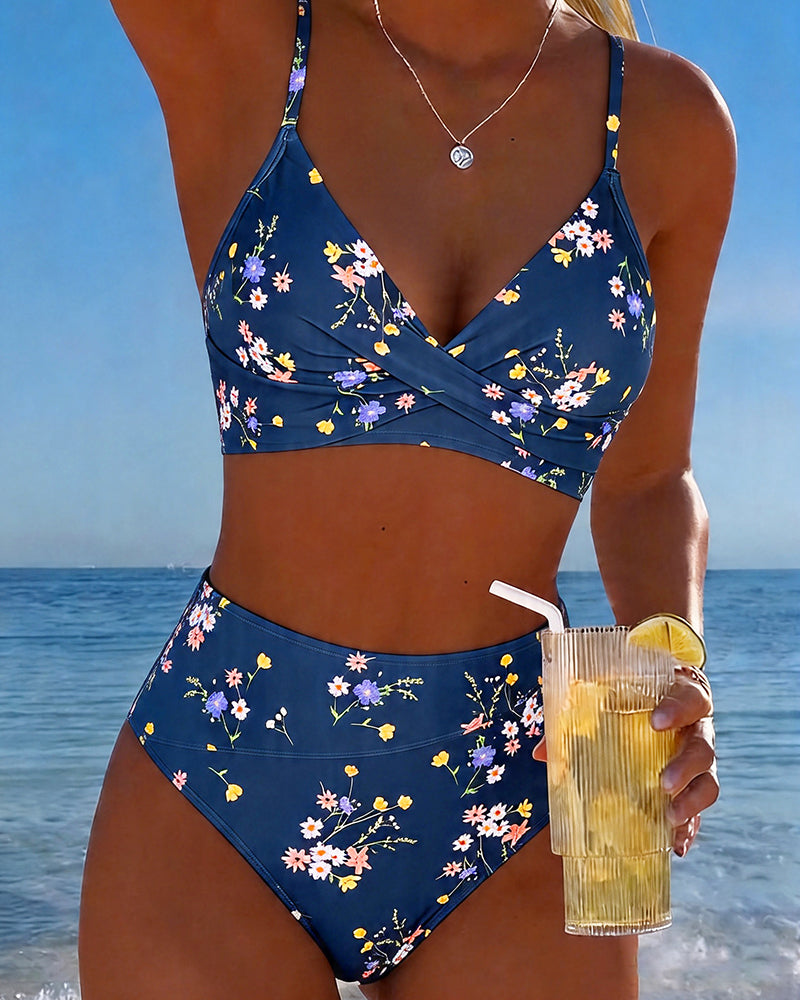 Bikini Sexy Korskryssende Blomstermønster