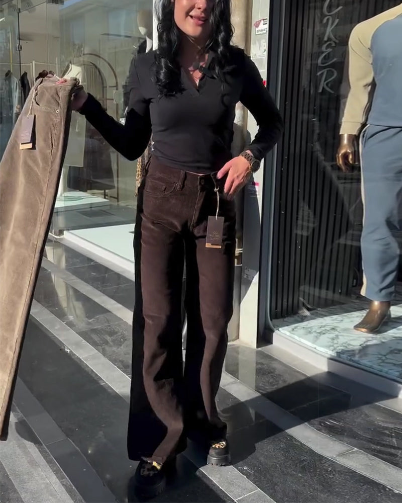 Bukser Fløyel Casual Vide Ben