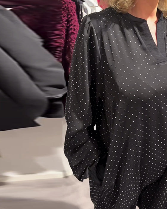 Kjole Med Lanterneermer Med Diamanttrykk