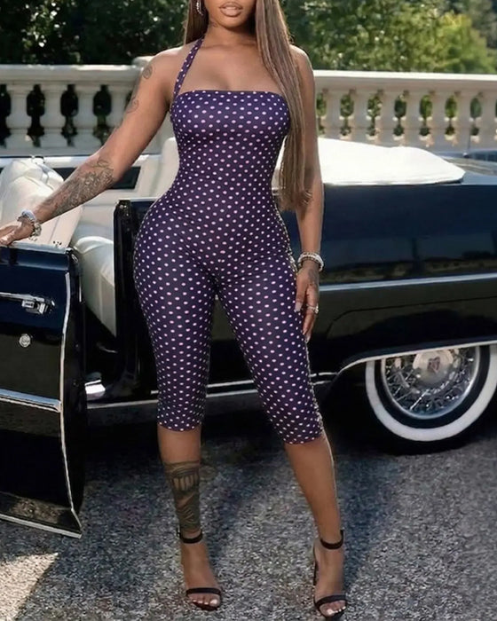 Jumpsuit Polka Dot Halter Capri