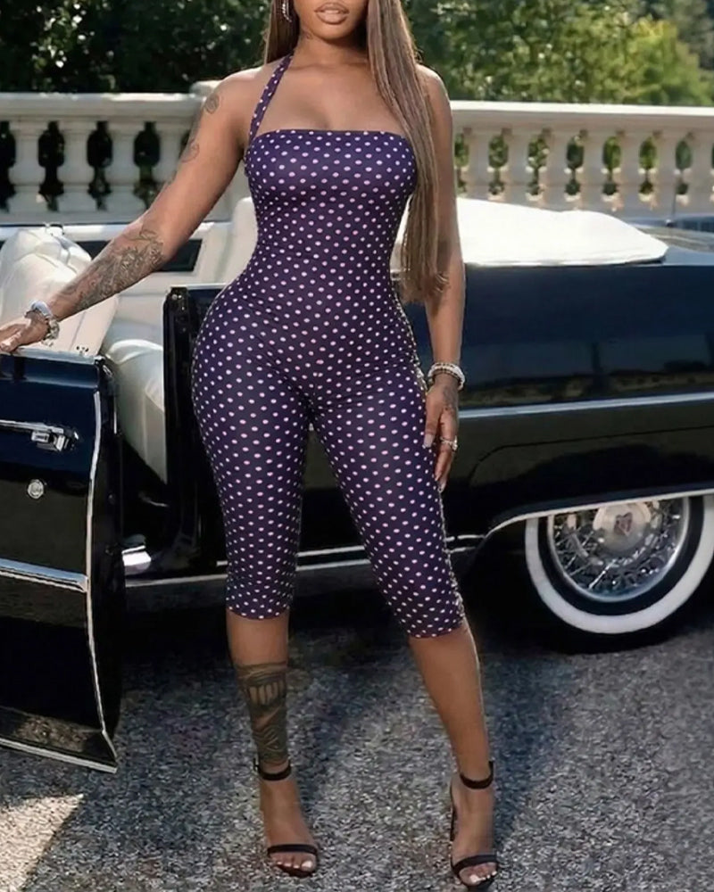 Jumpsuit Polka Dot Halter Capri