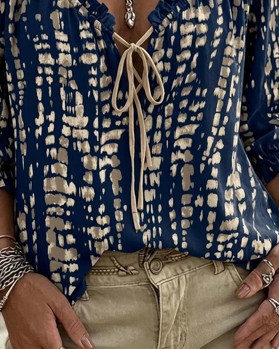 Bluse Bohemian Ruffle Knyting