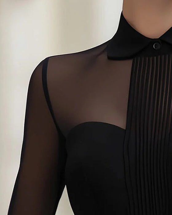 Bluse Elegant Mesh Langermet