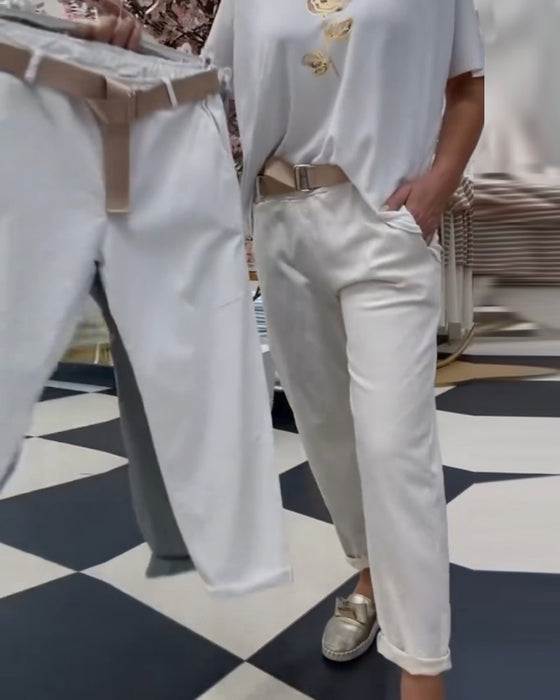 Bukser i ren farge og casual stil