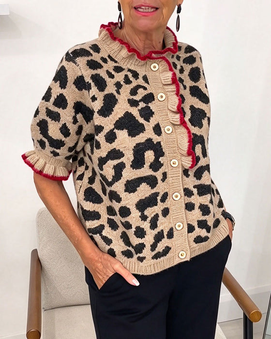 Pullover Rysje Kortermet Leopardmønster