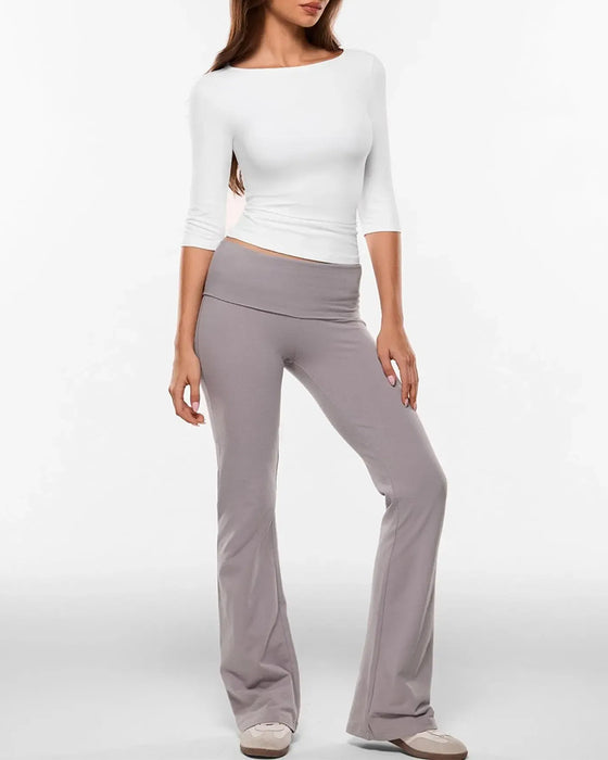 T-Skjorte Stilig Albuelang Erme Slim Fit Baslag