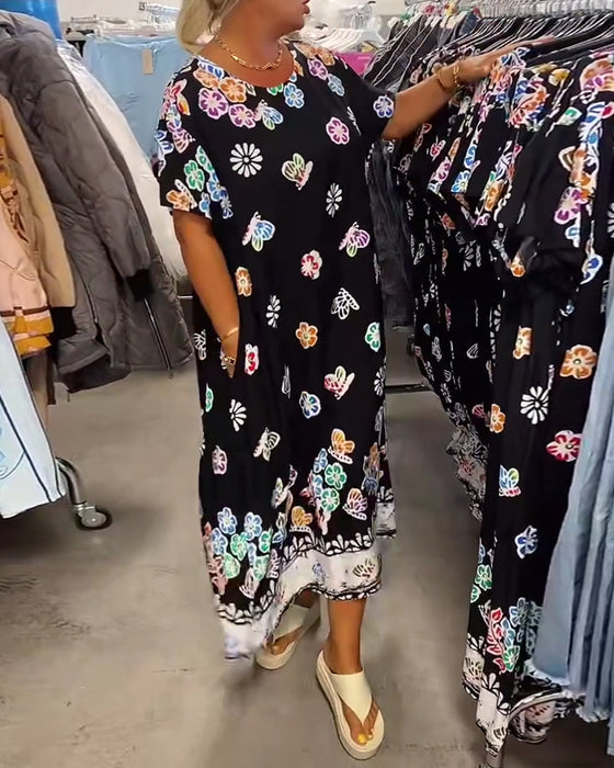 Kjole Oversize Trykt Løs