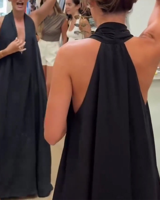 Kjole Elegant Ermløs Gulvlang