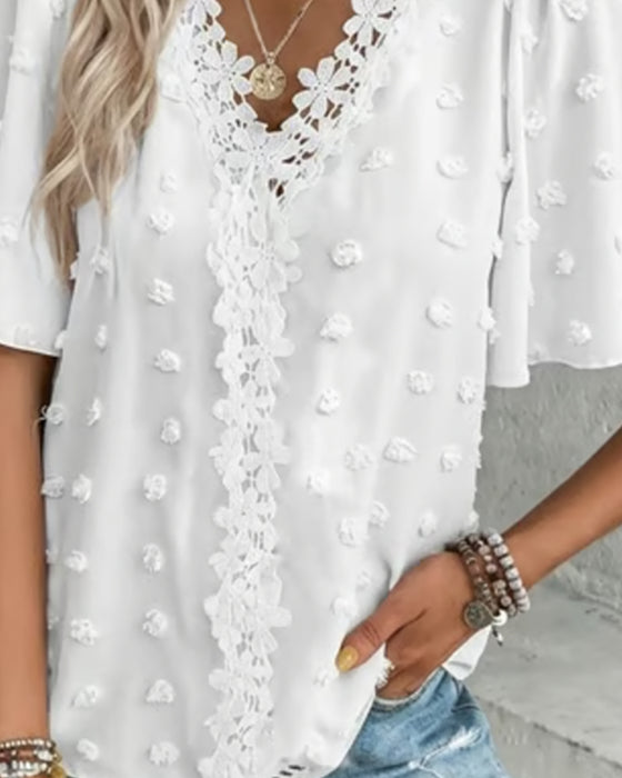 Bluse Sammenføyd Jacquard Rysjeerme