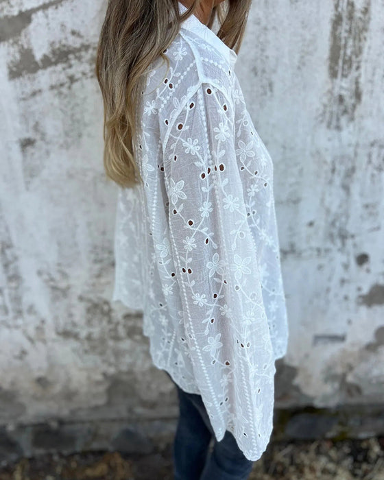 Bluse Floral Hull-Utskåret Langermet