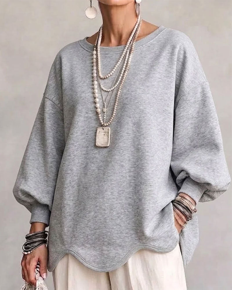 Sweatshirt Rund Hals Lanterne Erme Asymmetrisk