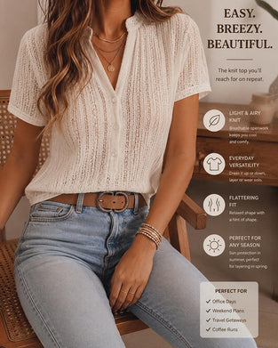 Bluse Utskåret Cardigan Kortermet