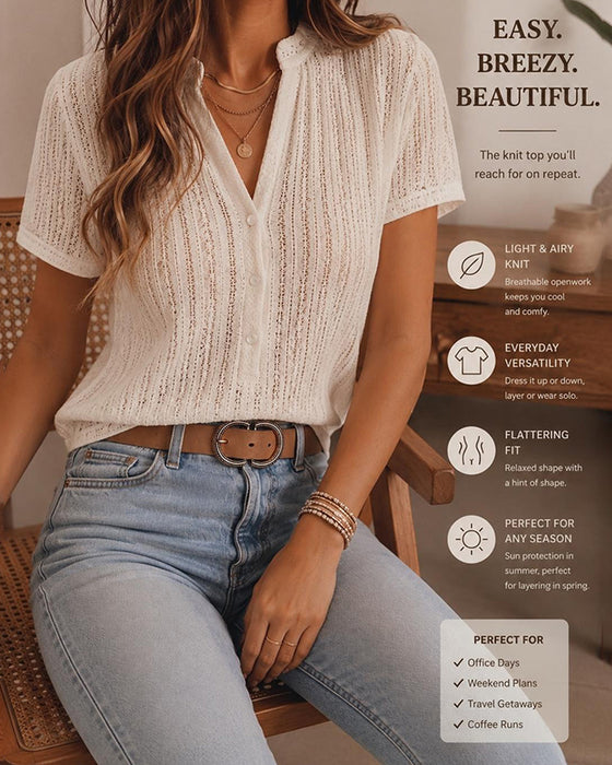 Bluse Utskåret Cardigan Kortermet
