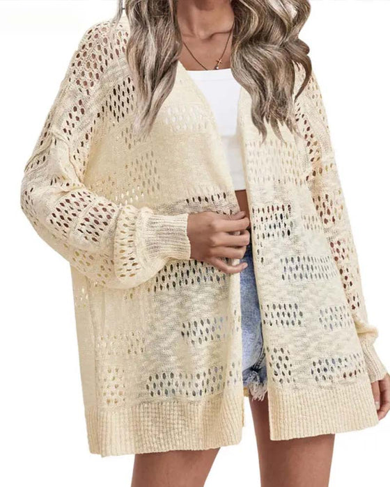 Cardigan Solid Farge Uthulet Casual