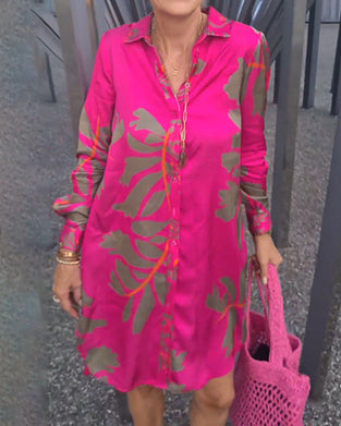 Skiftkjole med langermet skjortekrage