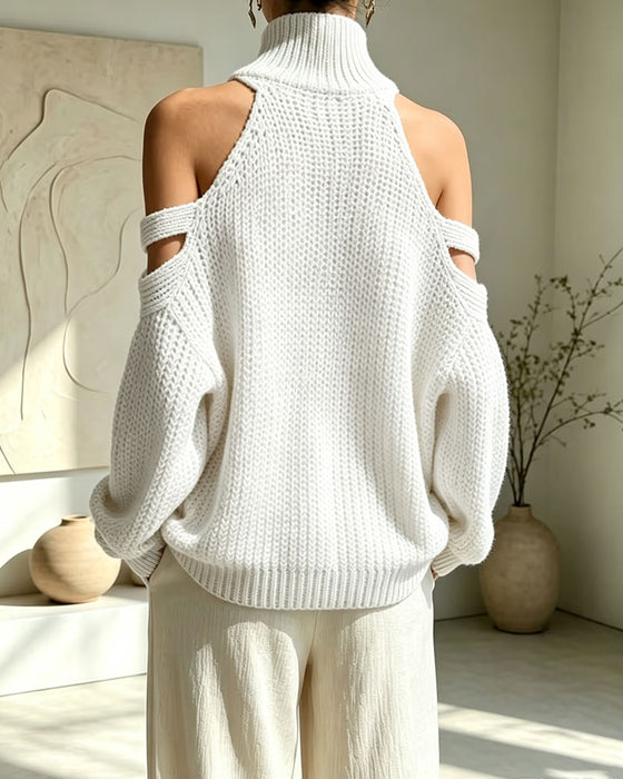 Pullover Turtleneck Hengende Hals Skulderkutt