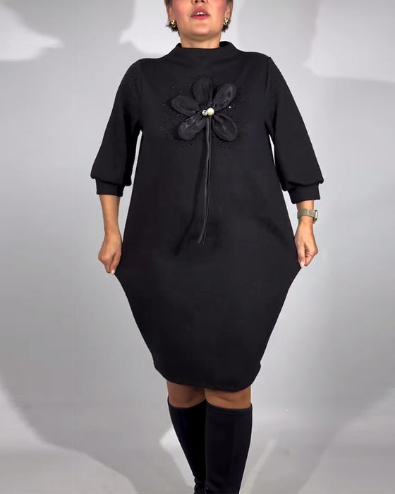 Kjole 3D Blomstermønster Moteriktig