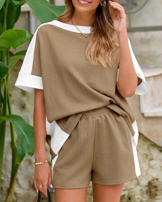 Set Fargeblokk Kort Erme Shorts Avslappnet