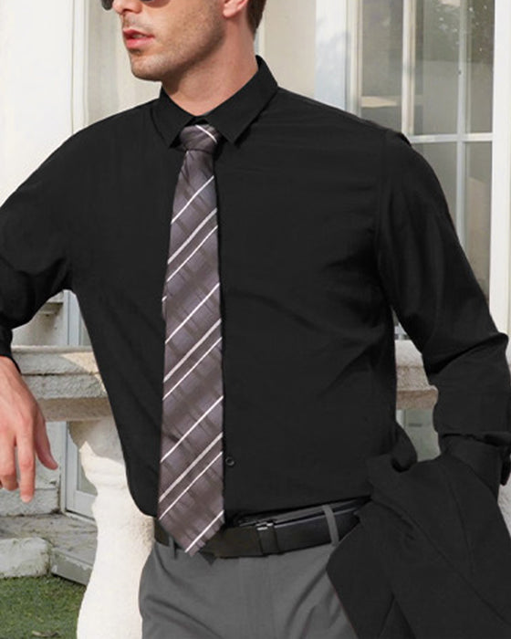 Herres Langermet Skjorte I Ensfarget Design