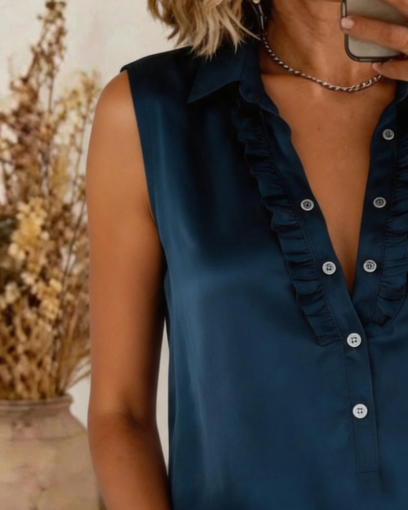 Tank Top Jakkeslag Knapp Foran Solid