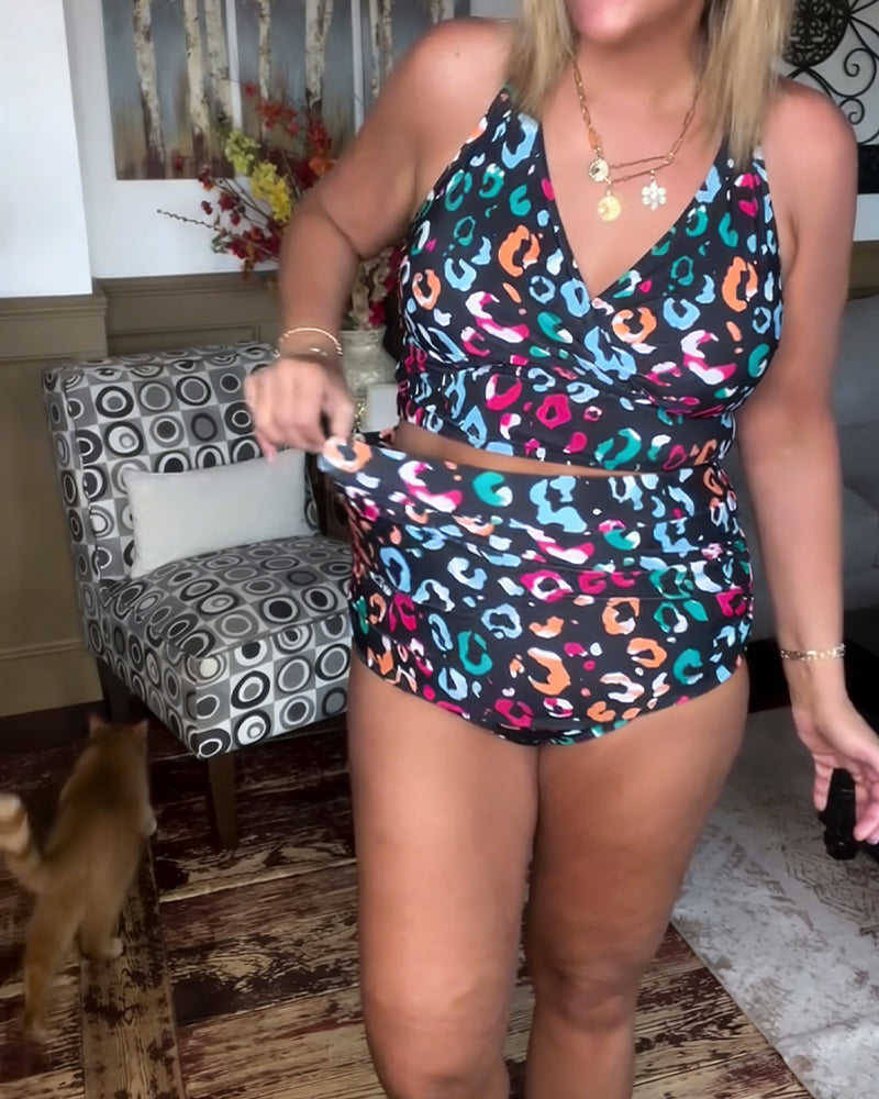 Bikini Høyhalset Delt Trykt