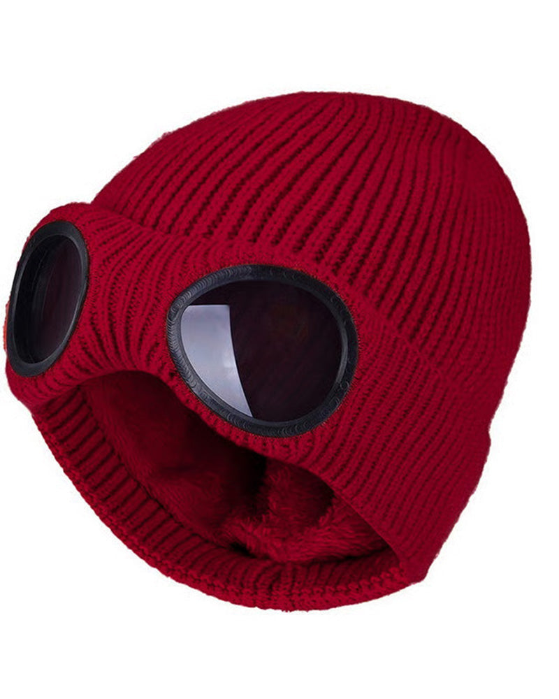 Unisex Ensfarget Goggle-linse Designet Beanie Lue
