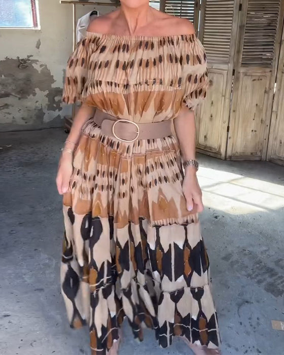 Kjoler Off-Shoulder Firkantet Hals Løs Trykk