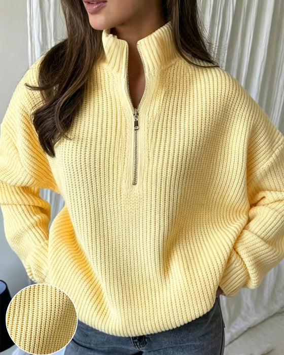 Pullover Halv Glidelås Stående Krage Stilig