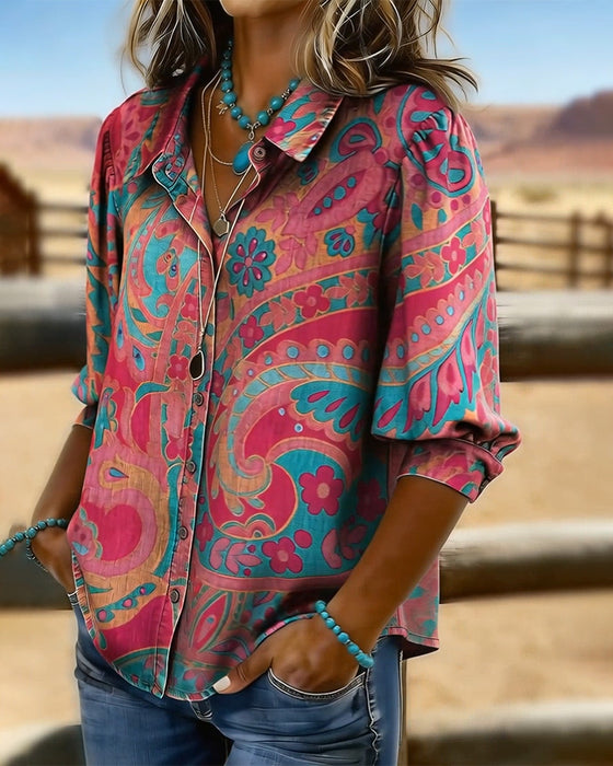 Skjorte Fasjonabel Trykt Kortermet Løs