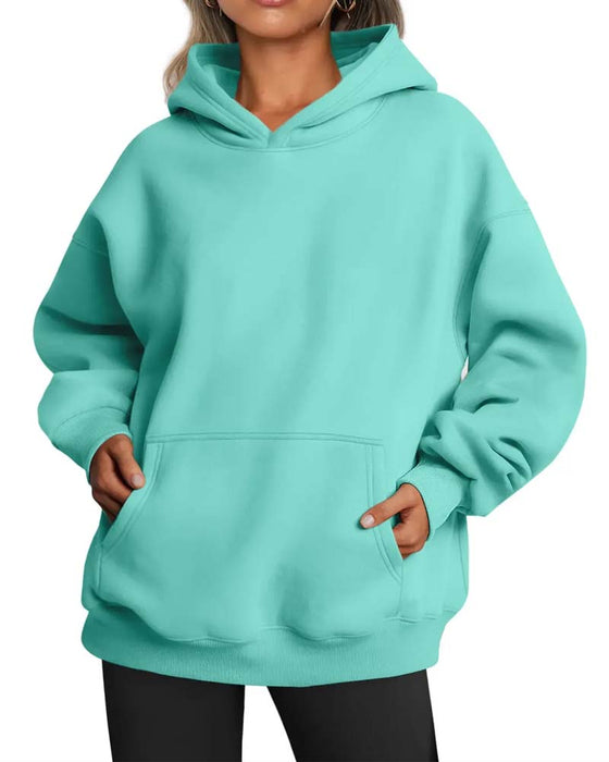 Hoodie Solid Farge Lang Erme Casual