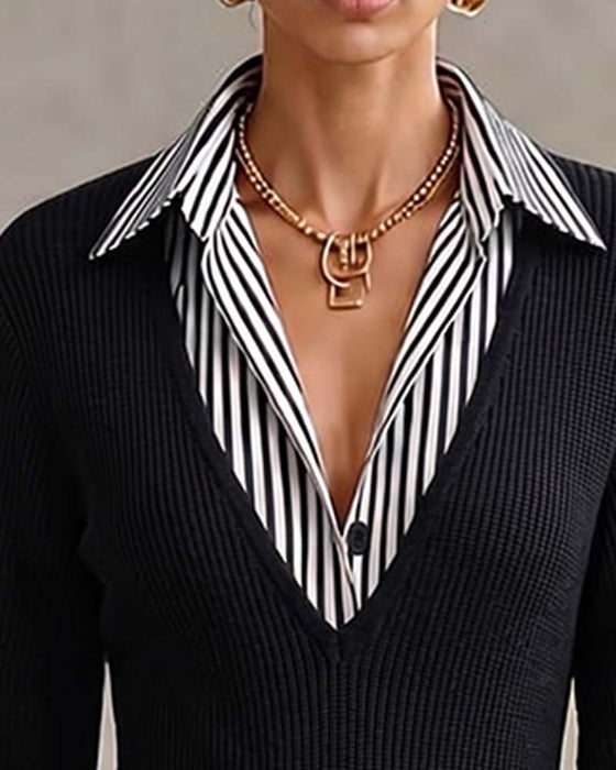 Kjole Slag Stripe Lang Erme