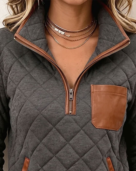 Sweatshirt Argyle Halv Glidelås Krage