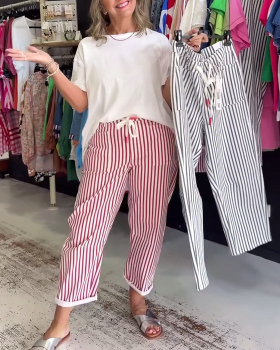 Bukse Casual Lomme Stripete