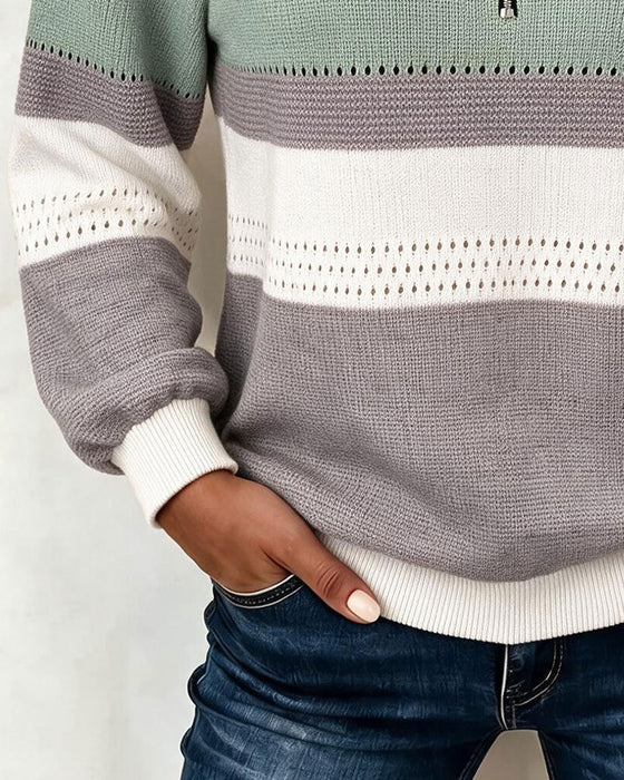 Sweatshirt Fargeblokk Stripet Glidelås