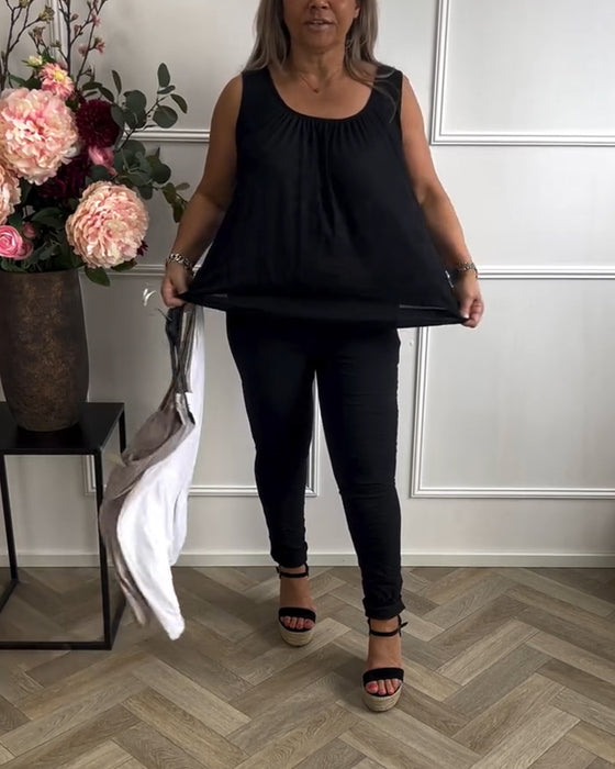 Topp Uten Ermer Ensfarget Foldet