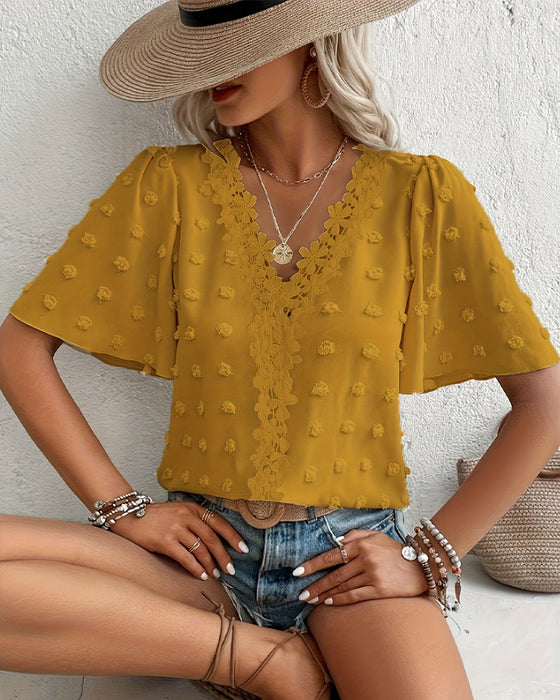 Bluse Sammenføyd Jacquard Rysjeerme