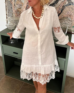 Skjortekjole Kniplingkantet Krage