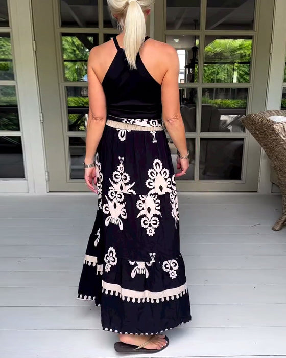 Elegant skjørt med stilig tryk