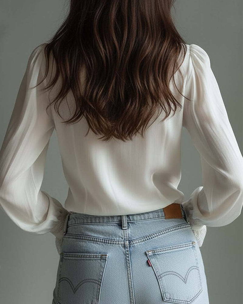 Bluse Ståkrage Knipling Lappeteppe